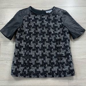 Classiques Entier Leather Wool Short Sleeve Top Black Multi Print